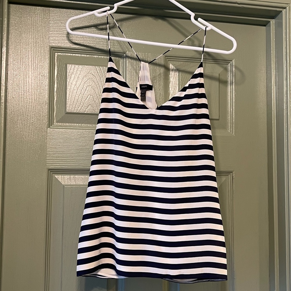 J. Crew - Silk Navy / White Stripe Camisole